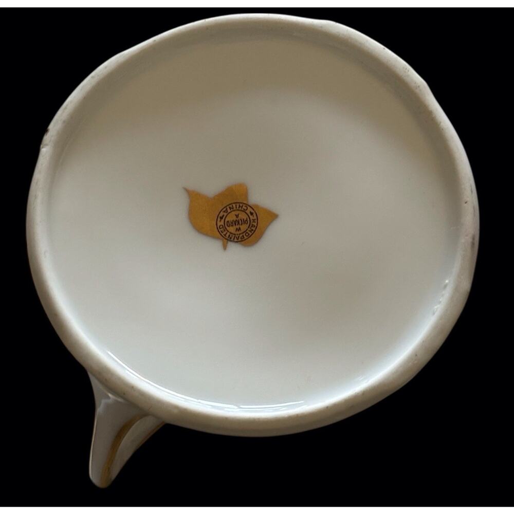 W A Pickard China Hand Painted Lidded Sugar & Creamer Antique Floral Gold Trim - Picture 7 of 7